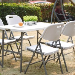 ALSANIDI, Foldable Fiberglass Camping Table, Foldable Table for Outdoor and Home Gardens, White, Size 62*122*73Cm