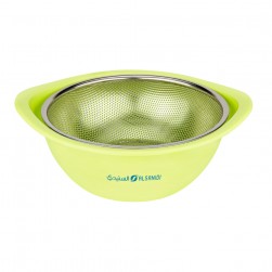 ALSANIDI, Stainless steel rice strainer, Rice, Vegetables and fruits strainer, Green, Size 25 Cm