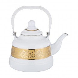 السنيدي، ابريق شاي غضار نقش مشجر، براد شاي، ابيض، سعة 1.1 لتر