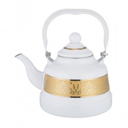 السنيدي، ابريق شاي غضار نقش مشجر، براد شاي، ابيض، سعة 1.7 لتر