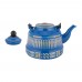 السنيدي، ابريق شاي غضار نقش القط العسيري، ابريق عسيري، ازرق، سعة 2.5 لتر