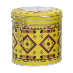 ALSANIDI, Najdi Inscription Steel Spices Storage, Tea, coffee and sugar storage for trips, Yellow, Size 10.7*11.5 Cm