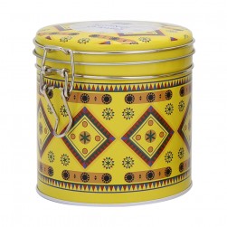 ALSANIDI, Najdi Inscription Steel Spices Storage, Tea, coffee and sugar storage for trips, Yellow, Size 10.7*11.5 Cm