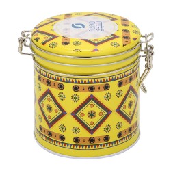 ALSANIDI, Najdi Inscription Steel Spices Storage, Tea, coffee and sugar storage for trips, Yellow, Size 10.7*11.5 Cm