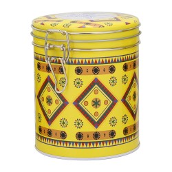 ALSANIDI, Najdi Inscription Steel Spices Storage, Tea, coffee and sugar storage for trips, Yellow, Size 10.7*13.5 Cm