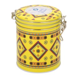 ALSANIDI, Najdi Inscription Steel Spices Storage, Tea, coffee and sugar storage for trips, Yellow, Size 10.7*13.5 Cm