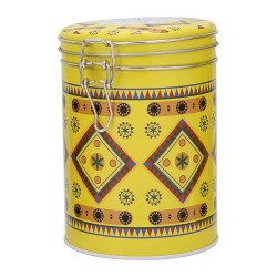 ALSANIDI, Najdi Inscription Steel Spices Storage, Tea, coffee and sugar storage for trips, Yellow, Size 10.7*15.5 Cm