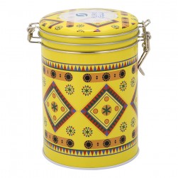 ALSANIDI, Najdi Inscription Steel Spices Storage, Tea, coffee and sugar storage for trips, Yellow, Size 10.7*15.5 Cm