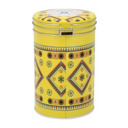 ALSANIDI, Najdi Inscription Steel Spices Storage, Tea, coffee and sugar storage for trips, Yellow, Size 10.7*17.5 Cm