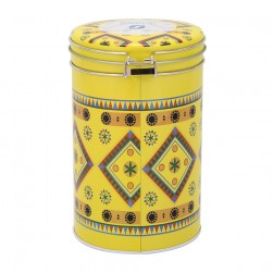 ALSANIDI, Najdi Inscription Steel Spices Storage, Tea, coffee and sugar storage for trips, Yellow, Size 10.7*17.5 Cm