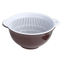 ALSANIDI, Plastic Vegetables strainer, Rice, Vegetables and fruits strainer, Brown*White, Size 20 Cm