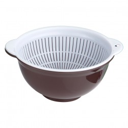 ALSANIDI, Plastic Vegetables strainer, Rice, Vegetables and fruits strainer, Brown*White, Size 20 Cm