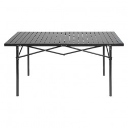 ALSANIDI, Foldable Aluminum Table, Foldable Table for Outdoor and Home Gardens, Black, Size 70.5*70.5*142 Cm