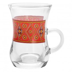 ALSANIDI, Najd inscription tea cups set, Tea mug, Red, Set 6 pcs