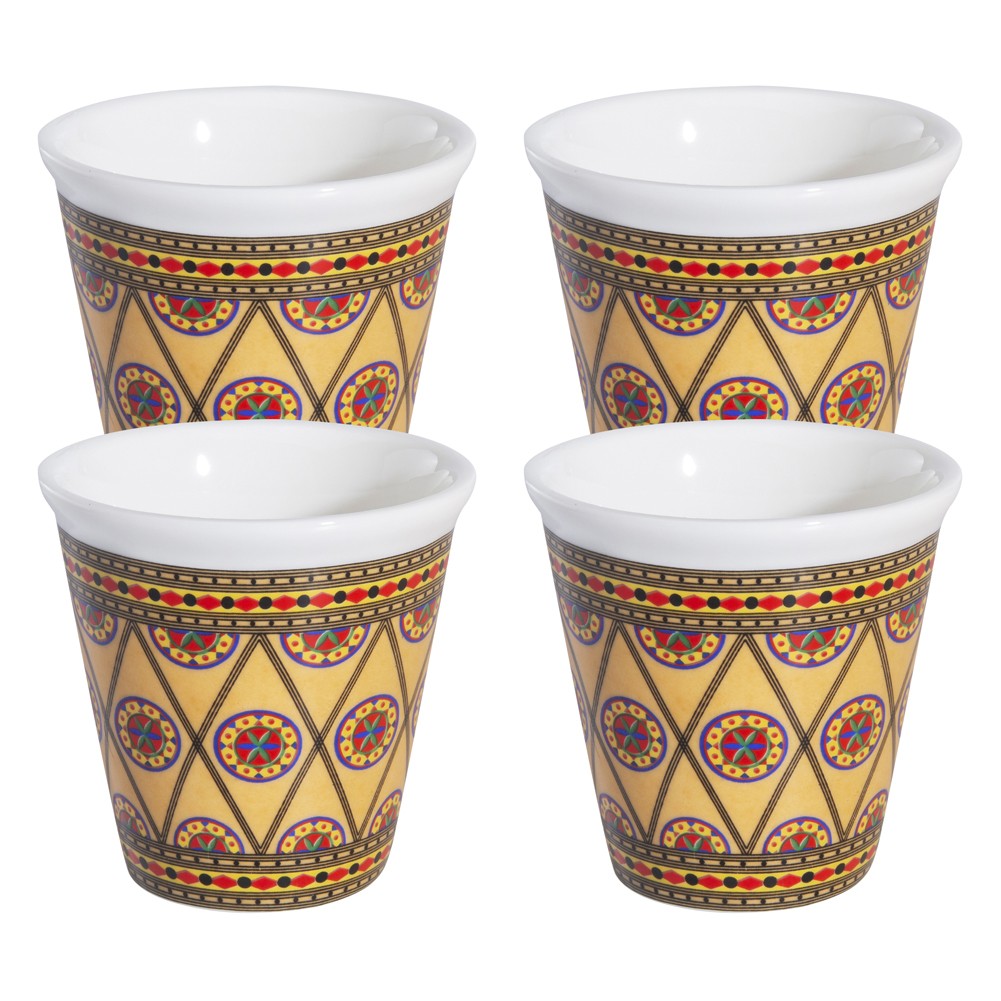 ALSANIDI, Najdi inscription cup, Coffee cup for trips and travel, Beige, Set 4 pcs capacity 100 ml