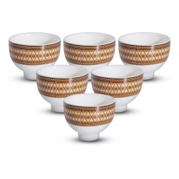 ALSANIDI, Porcelain heritage ceramic coffee cup, Arabic coffee mug, Sandy, Set 6 pcs capacity 80 ml