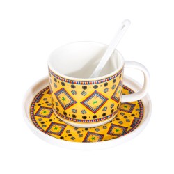 ALSANIDI, Najdi inscription cup, Coffee cup for trips and travel, Yellow, capacity 100 ml