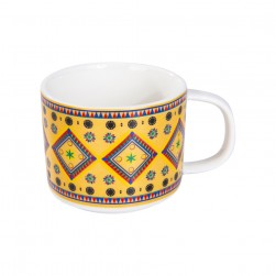 ALSANIDI, Najdi inscription cup, Coffee cup for trips and travel, Yellow, capacity 100 ml