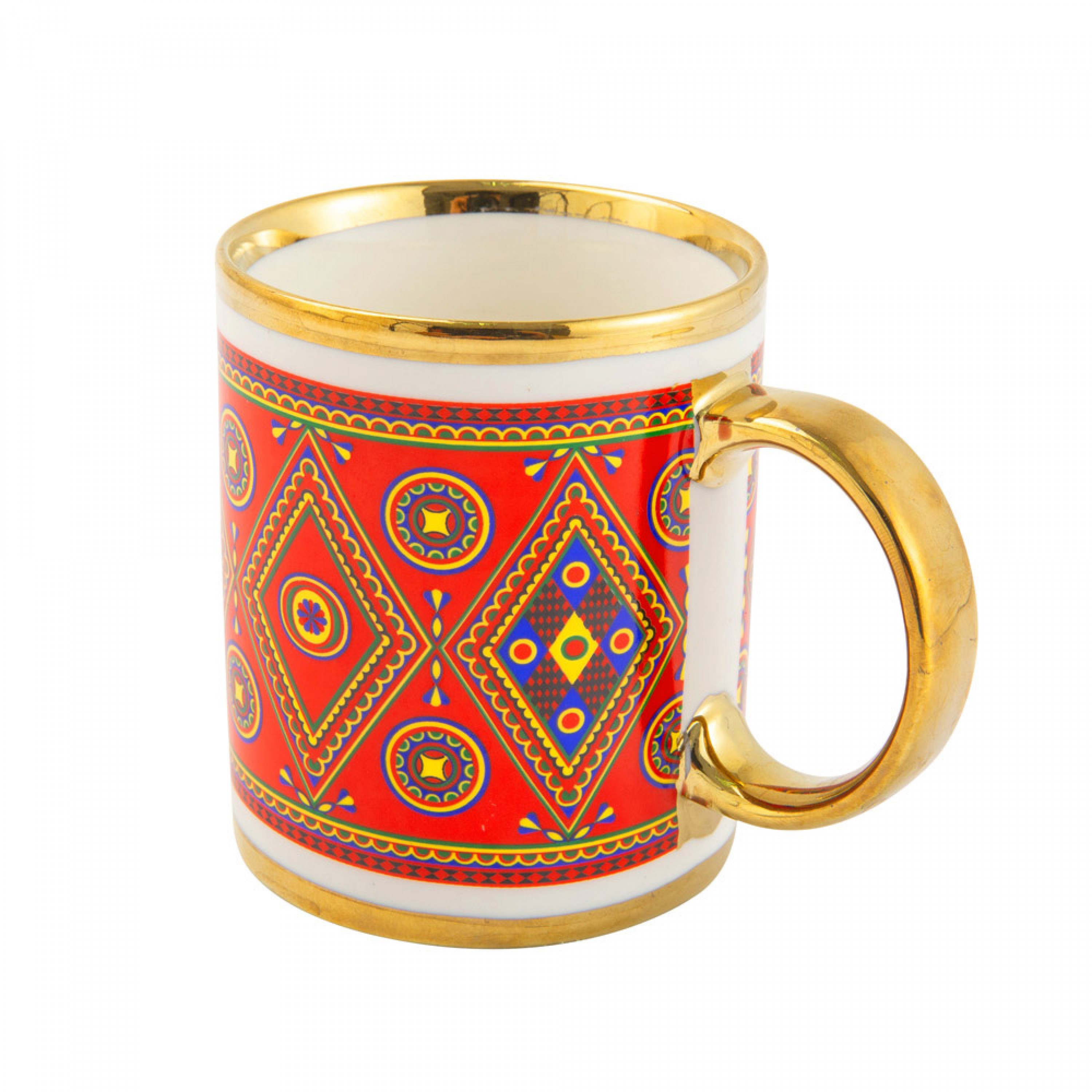 السنيدي،كوب غضار نقش نجدي،كوب قهوة للرحلات والسفر،كوب نجدي،330 مل