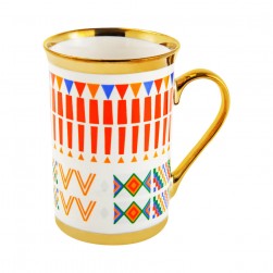 ALSANIDI, Al-Qatt Al-Asiri inscription cup, Coffee cup for trips and travel, White, capacity 330 ml