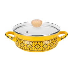 ALSANIDI, Najdi inscription cooking pot, Heritage cooking pot, Yellow, Size 26 Cm