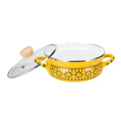 ALSANIDI, Najdi inscription cooking pot, Heritage cooking pot, Yellow, Size 26 Cm