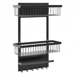 ALSANIDI, kitchen utensiL storage rack, Magnetic hanging rack, Black, Size 26*11.5*49 Cm