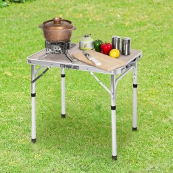 ALSANIDI, Aluminum Adjustable Table, Foldable Table for Outdoor and Home Gardens, Brown, Size 45*60 Cm