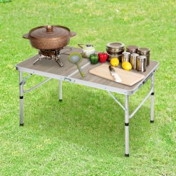 ALSANIDI, Aluminum Adjustable Table, Foldable Table for Outdoor and Home Gardens, Brown, Size 60*96 Cm