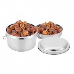 ALSANIDI, Stainless steel dates storage, Dates boweL, Silver, Size 14 Cm