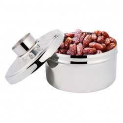 ALSANIDI, Stainless steel dates storage, Dates boweL, Silver, Size 12 Cm