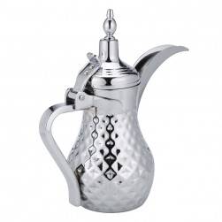 ALSANIDI, Raslan Indian Stainless steel Arabic Coffee Dallah, Raslan Dallah, Silver, capacity 0.8 L