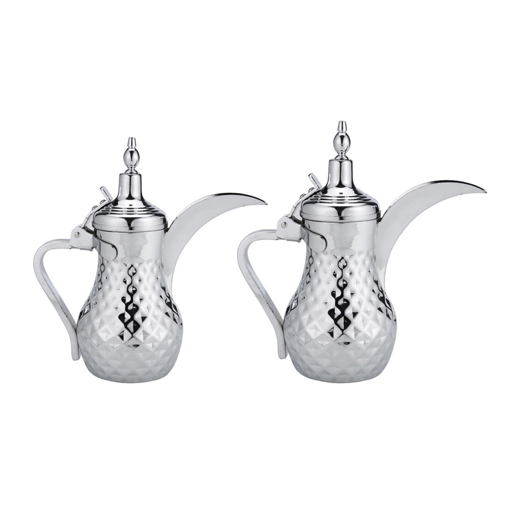 ALSANIDI, Raslan Indian Stainless steel Arabic Coffee Dallah, Raslan Dallah, Silver, capacity 0.8 L