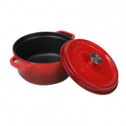 ALSANIDI, Cast iron cooking pot, Cooking pot, Red, Size 22 Cm