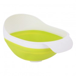 ALSANIDI, Foldable Silicone strainer, Rice, Vegetables and fruits strainer, White*Green, Size 13.5*18.7*26 Cm