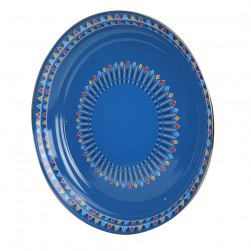 ALSANIDI, Al-Qatt Al-Asiri Inscription Chinko plate, Al-Qatt Al-Asiri Chinko plate, Blue, Size 40 Cm