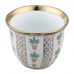 ALSANIDI, Ceramic Arabic coffee cup with a paLm Leaf pattern, Arabic coffee cup, Gold, Set 6 pcs