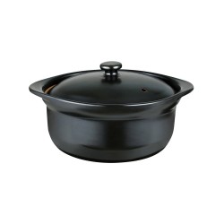 ALSANIDI, Heat pottery pot, Thermal pottery pot, Black, capacity 1.8 L Size 21 Cm