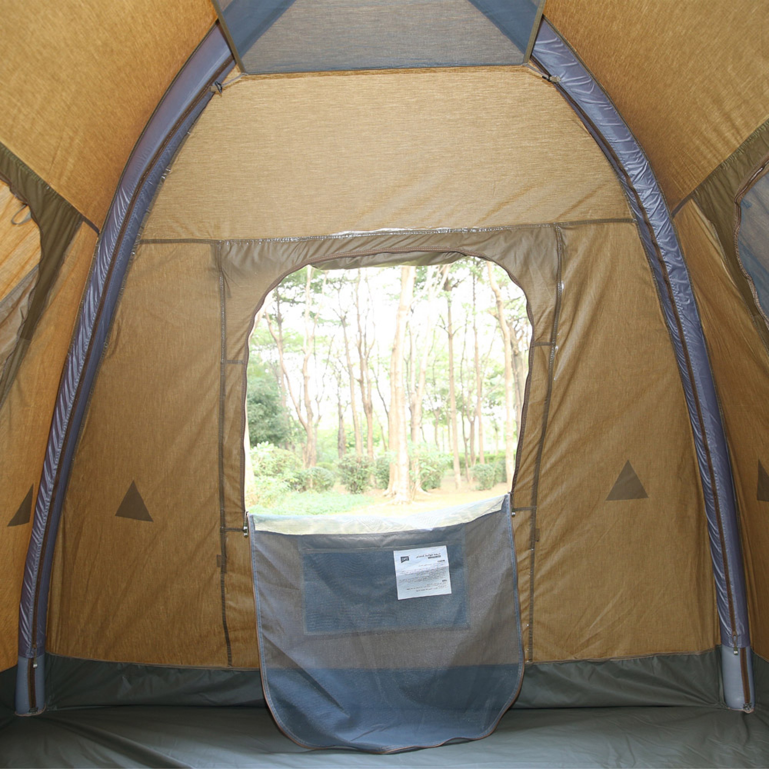 دي بي تي، خيمة رحلات هوائية قماش قطني، خيمة نفخ بالهواء، كاكي غامق، مقاس 300*300*215 سم