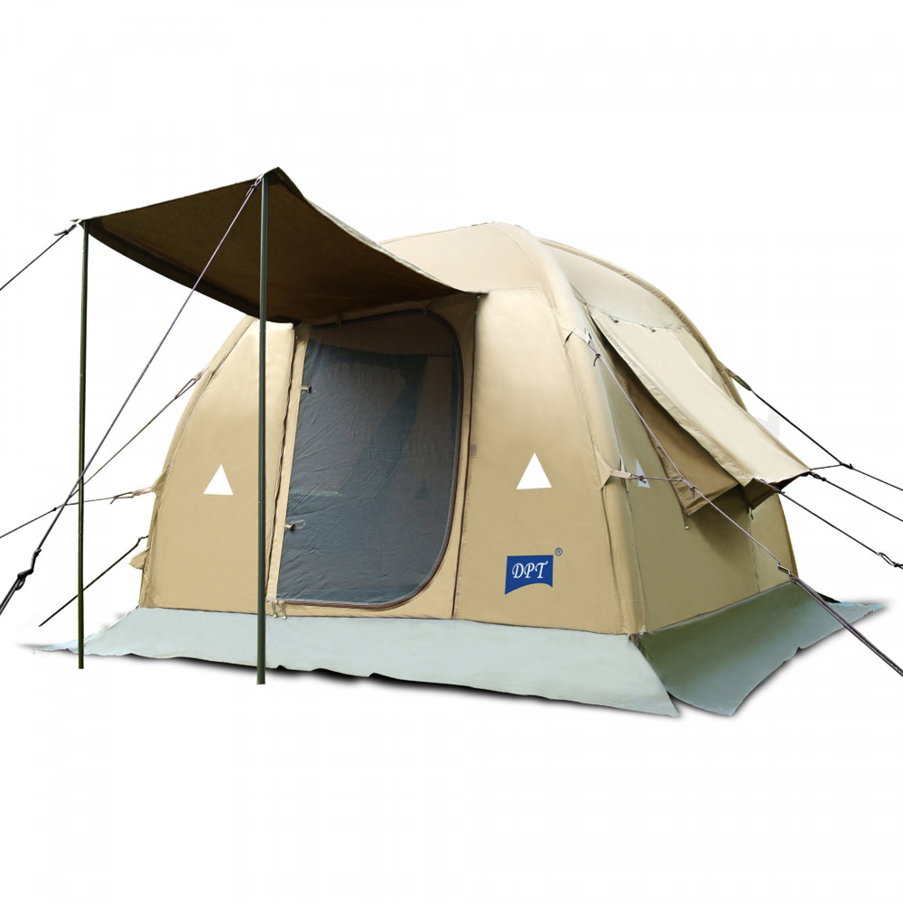 دي بي تي، خيمة رحلات هوائية قماش قطني، خيمة نفخ بالهواء، كاكي غامق، مقاس 250*250*200 سم