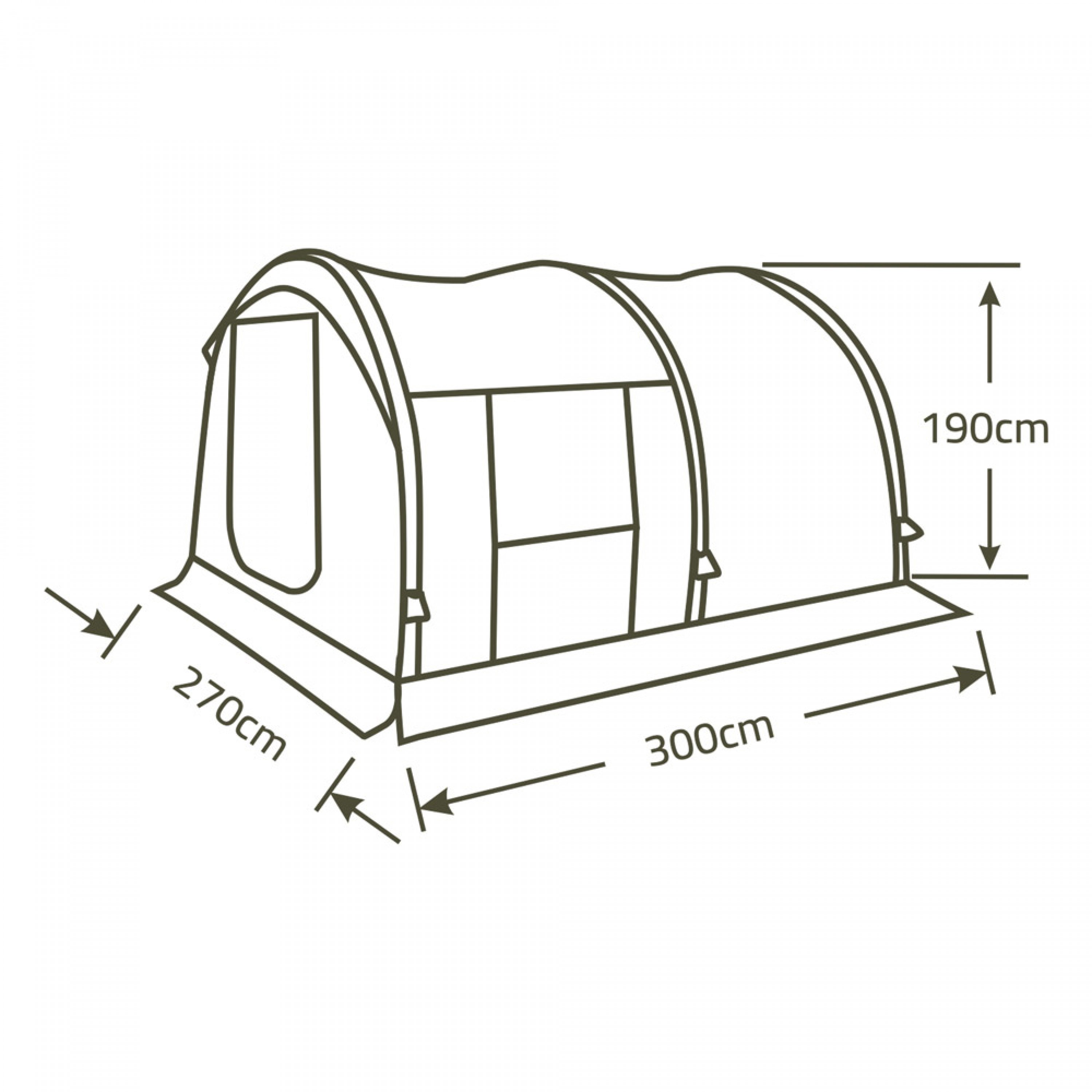 دي بي تي، خيمة رحلات هوائية قماش قطني، خيمة نفخ بالهواء، كاكي غامق، مقاس 270*300*200 سم