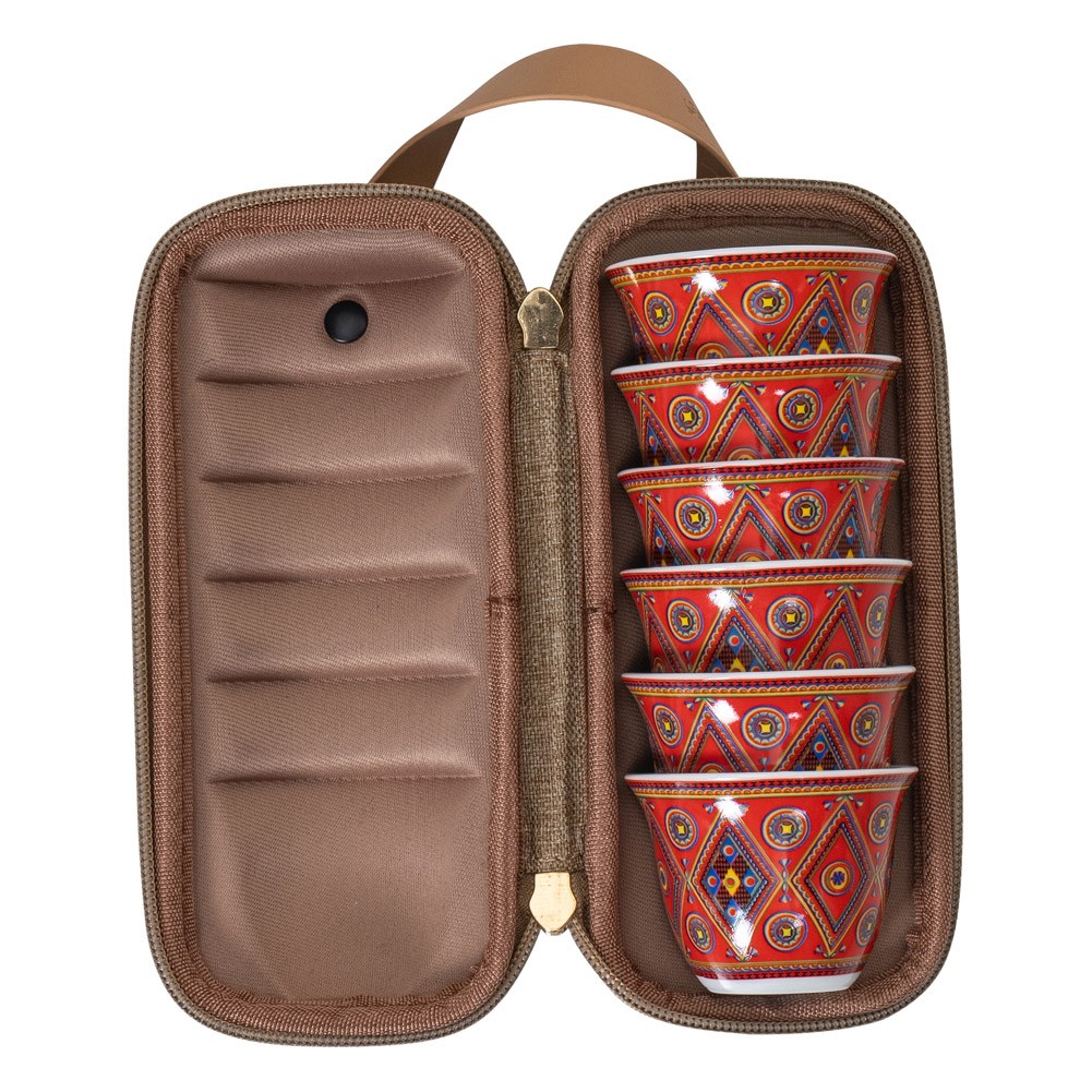 ALSANIDI, Najdi engraving Completed anti-shock Mugs bag, Coffee mugs bag, Woody, Size 18*7.8*7.3Cm