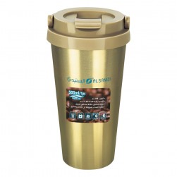 ALSANIDI, Stainless steel tea and coffee mug, Coffee cup for trips and travel, Gold, capacity 400 ml