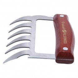 ALSANIDI, Stainless steel meat fork, Wooden handle for mincing meat, Multicolored , Size 11*11.5 Cm