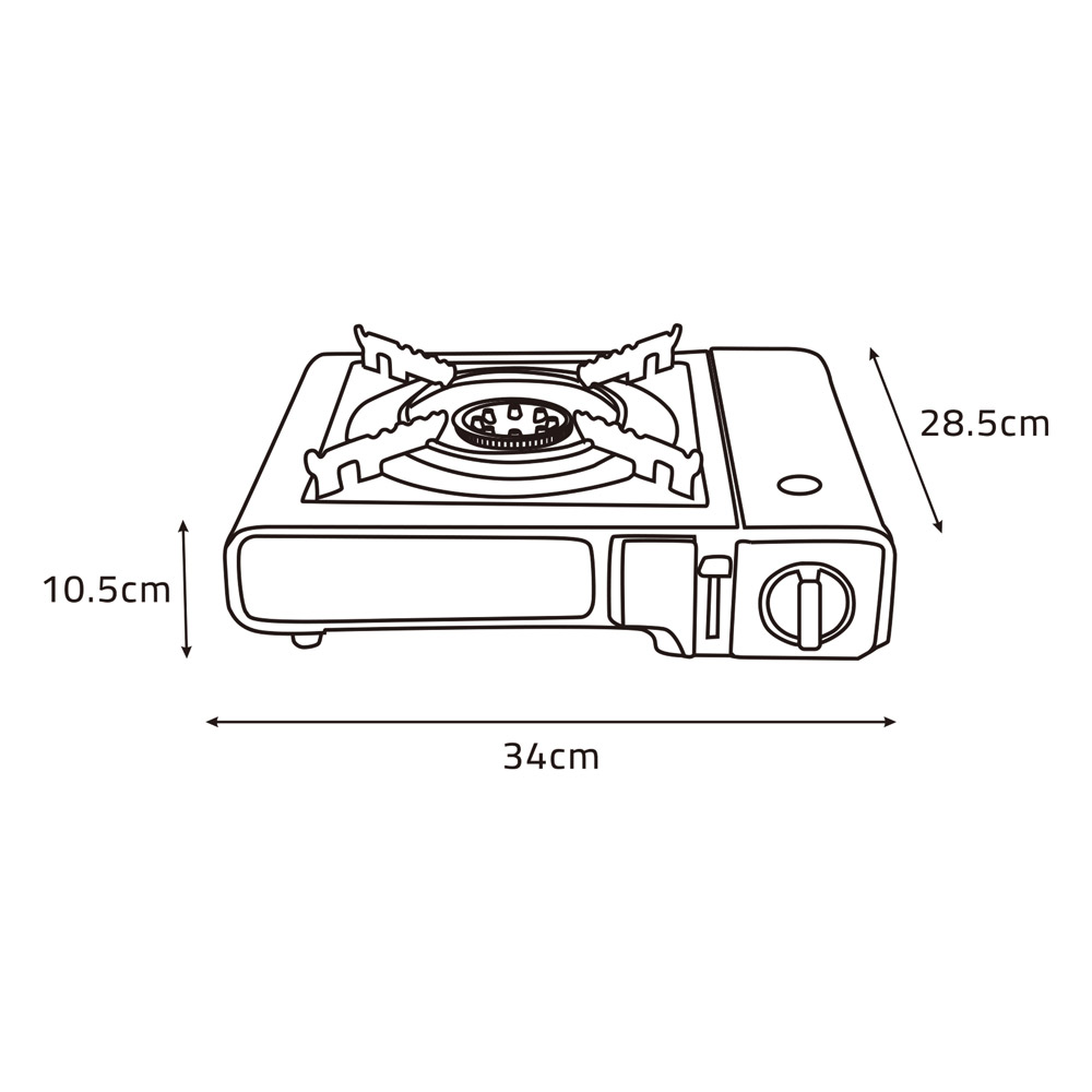 السنيدي، موقد غاز للرحلات، غاز طبخ خارجي، اسود، مقاس34*28.5*10.5سم
