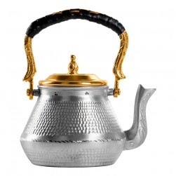 ALSANIDI, Habb Al-Romman Aluminum teapot, Teapot, Silver*Gold, Size رقم 3