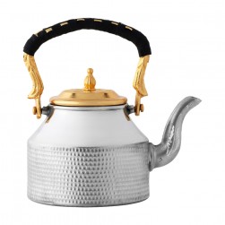 ALSANIDI, Habb Al-Romman Aluminum teapot, Teapot, Silver*Gold, Size رقم 3