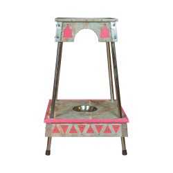 ALSANIDI, Heritage Wooden Zir chair, Zir Stand , Pink, Size 60*60*90 Cm