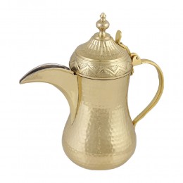 السنيدي، دلة قهوة عربية بغدادية نحاس هندي، دلة قهوة حب الرمان، ذهبي، سعة 1500 مل