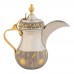 السنيدي، دلة قهوة عربية بغدادية نحاس هندي، دلة قهوة حب الرمان، فضي، سعة 1.4 لتر